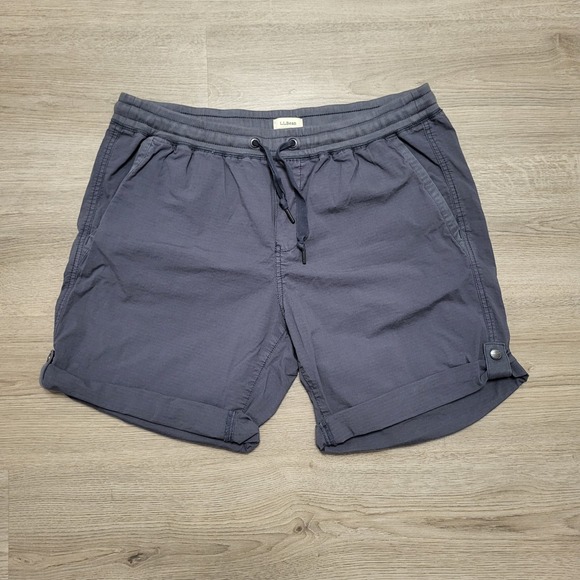 L.L.Bean Pants - LL Bean Womens Gray Elastic Waist Hiking Cuffed Utility Shorts Large Utility